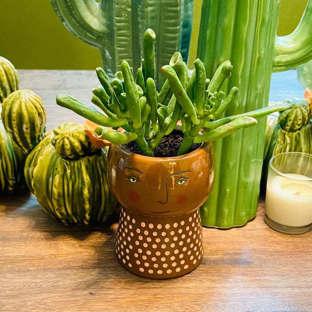 🌿Modern Face Stoneware Planter / Vase Set of 2 - Picture 5 of 13